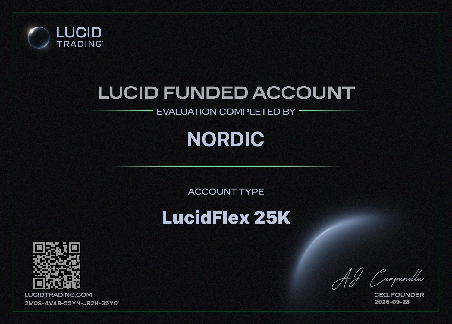 Certificado de aprovação LucidFlex 25K de Nordic